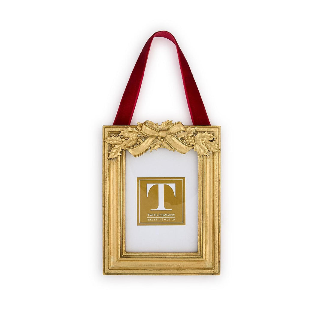 Holly Leaves Frame Ornament