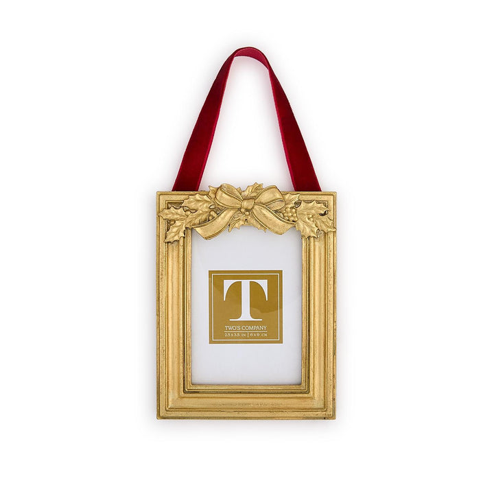 Holly Leaves Frame Ornament