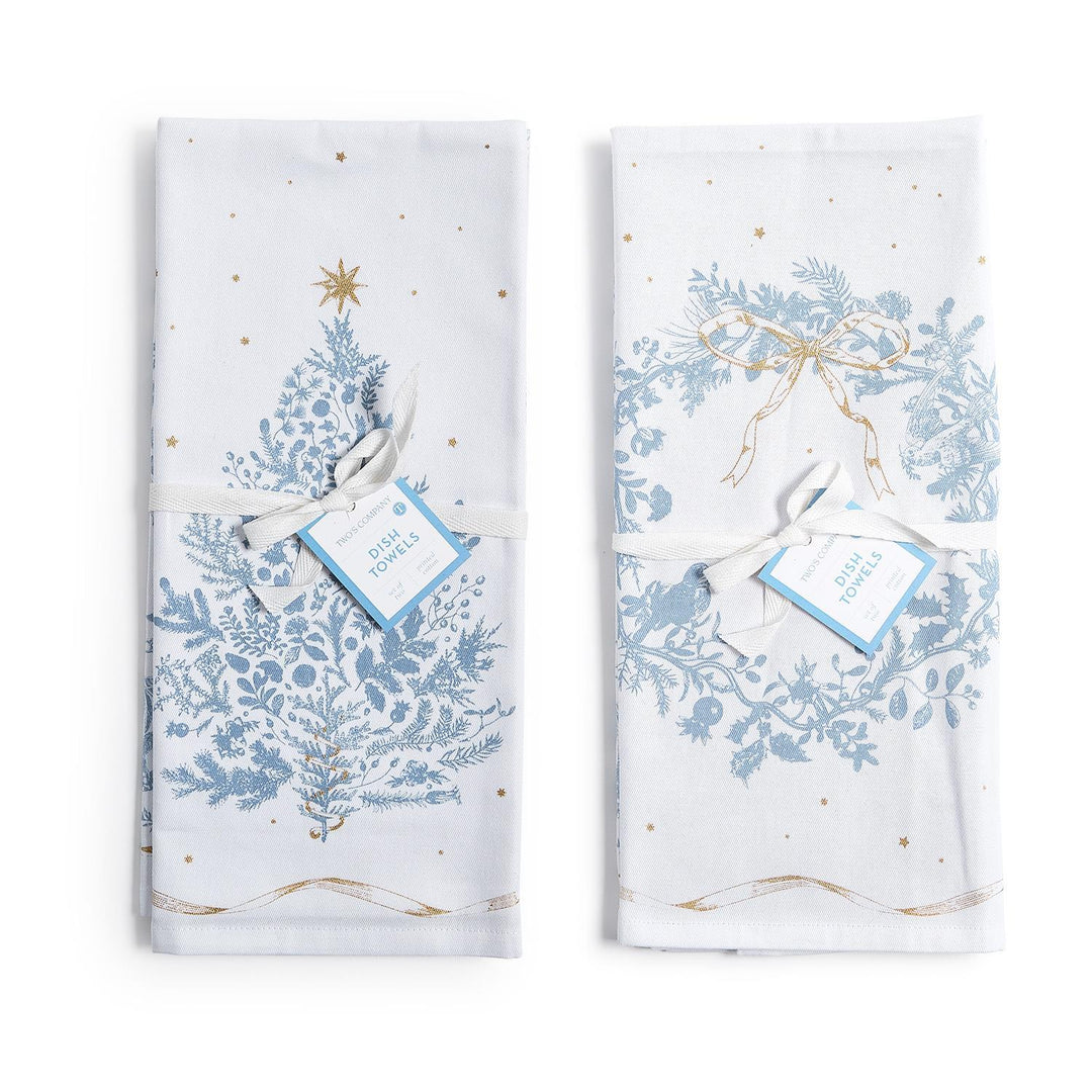 Gilded Cottage B&W Holiday Dish Towels, Set/2