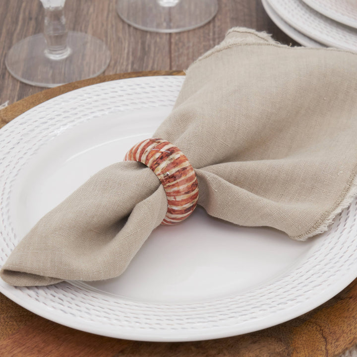 Striped Wood Napkin Ring, Set of 4