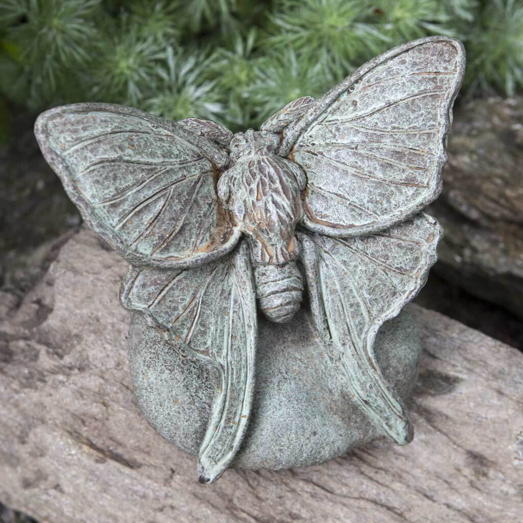 Lunar Moth Cast Stone Garden Accent