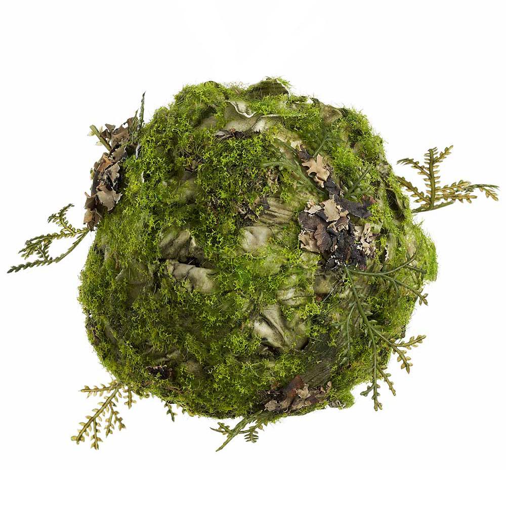 Faux Moss Ball with Fern & Lichen Accents
