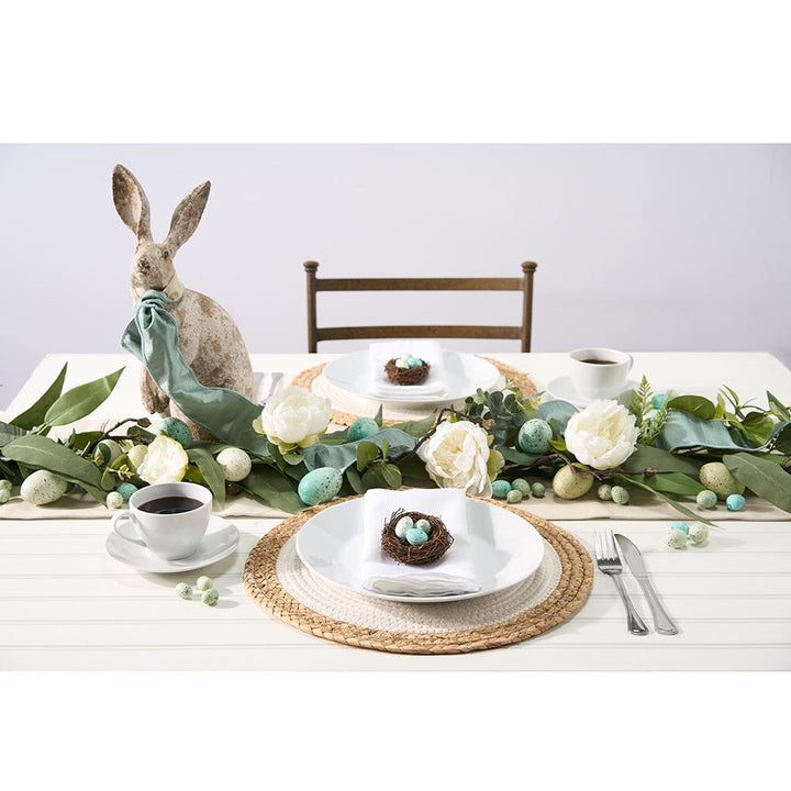 Mini Mossy Bird Nest with Speckled Eggs-Set/4