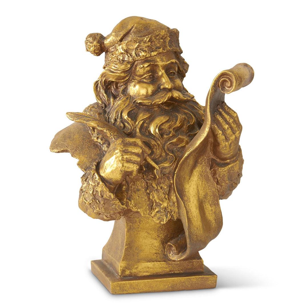 Gold Santa Holding List Bust