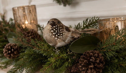 Bird with Guinea Hen Feathers with Clip