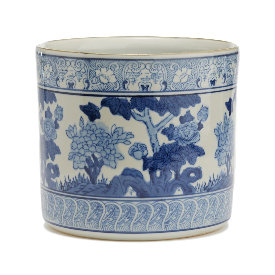 Blue & White Botanical Porcelain Planter