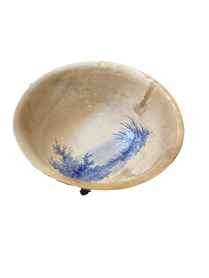 Ironstone Blue and White Footed Bowl