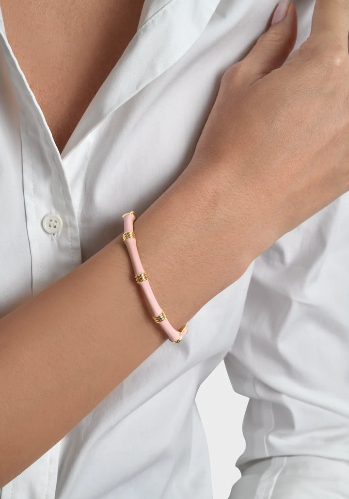 Bamboo Enameled Hinged Bangle