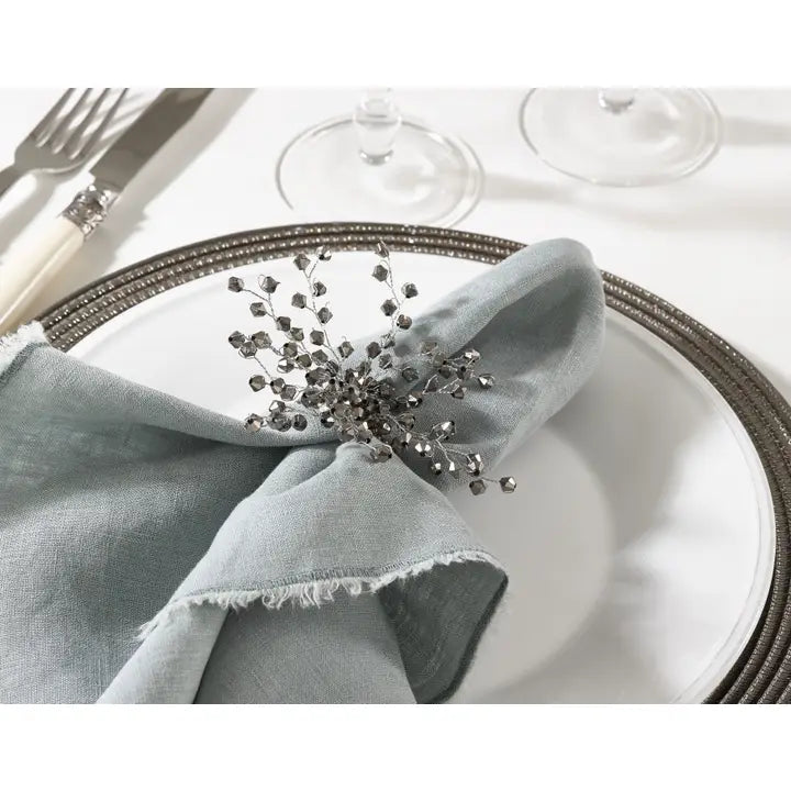 Beaded Silver Napkin Ring, Set of 4