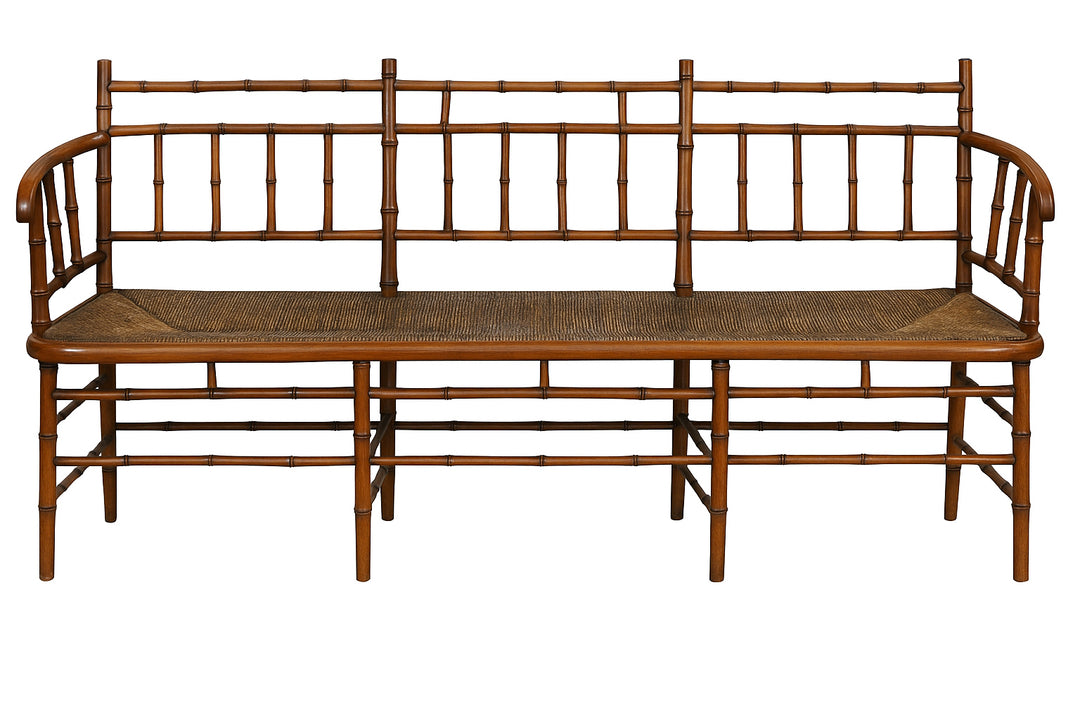 Vintage Regency Style Faux Bamboo Cherry Settee