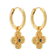 Berry Clover Hoop Earrings with Double-Sided Charm