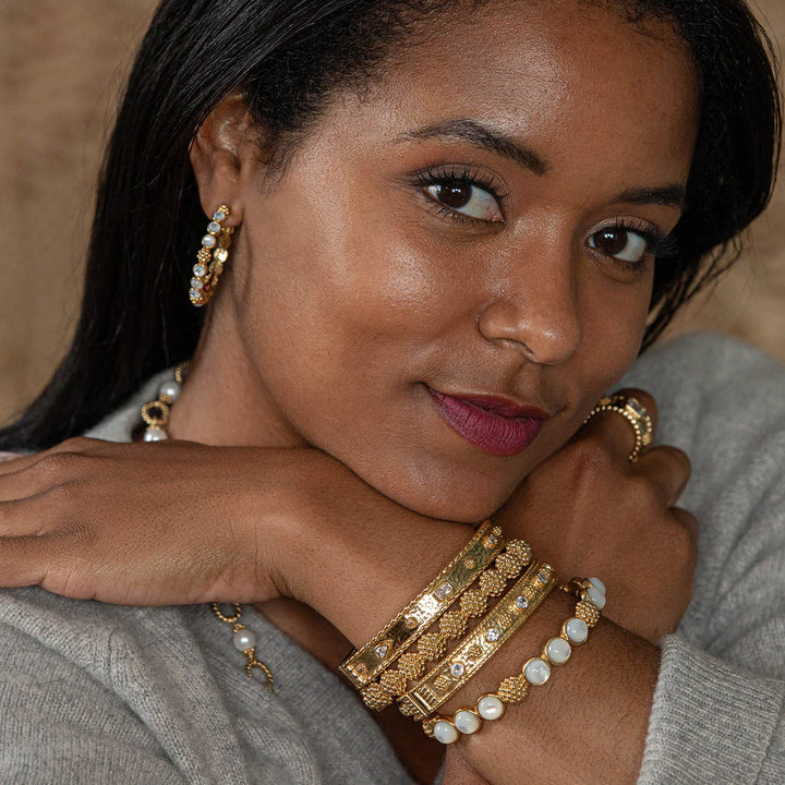 Berry Gem Medium Hoop Earrings