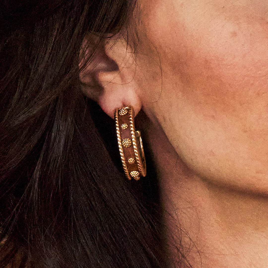 Berry Medium Hoop Earrings - Teak