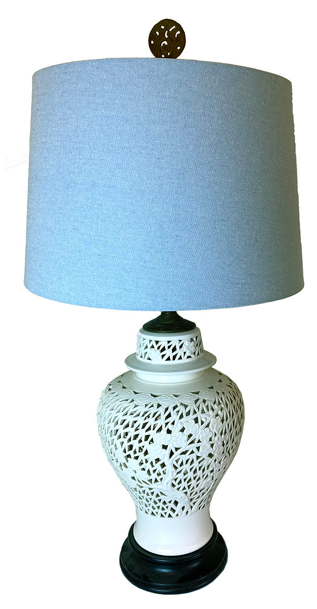 Pair of Reticulated Blanc de Chine Lamps