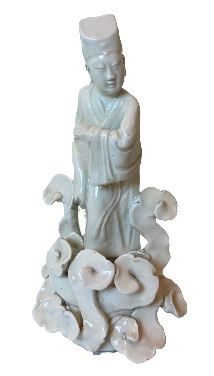 Vintage Blanc de Chine–Style Chinese Scholar Figures – Pair