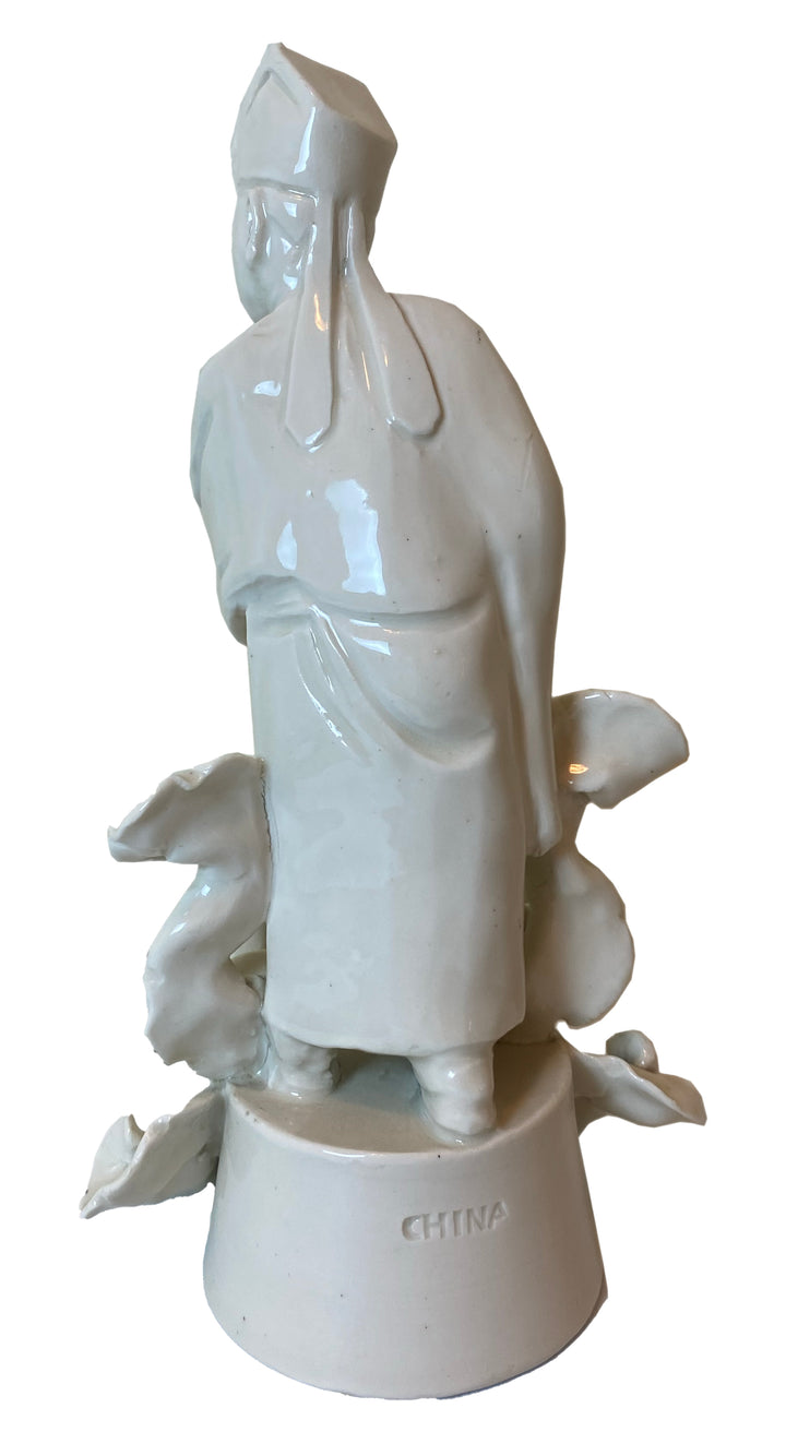 Vintage Blanc de Chine–Style Chinese Scholar Figures – Pair