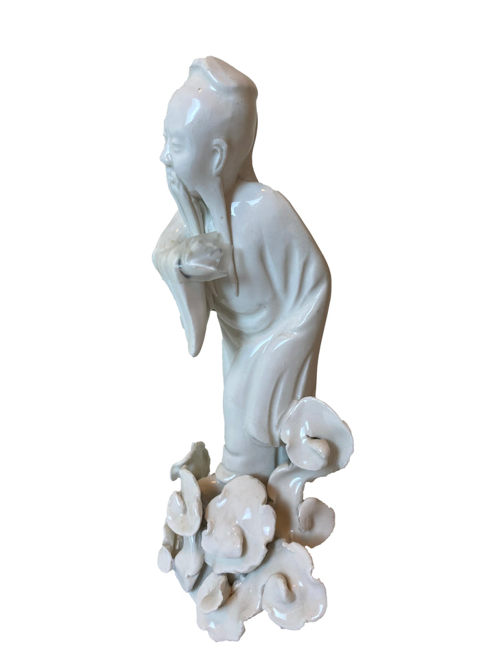 Vintage Blanc de Chine–Style Chinese Scholar Figures – Pair