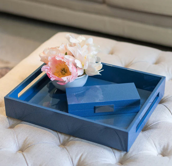 Blue Shagreen Box with Silver