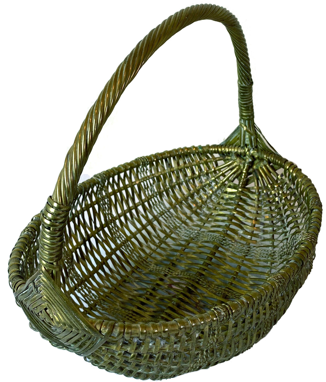 Brass Woven Basket with Handle