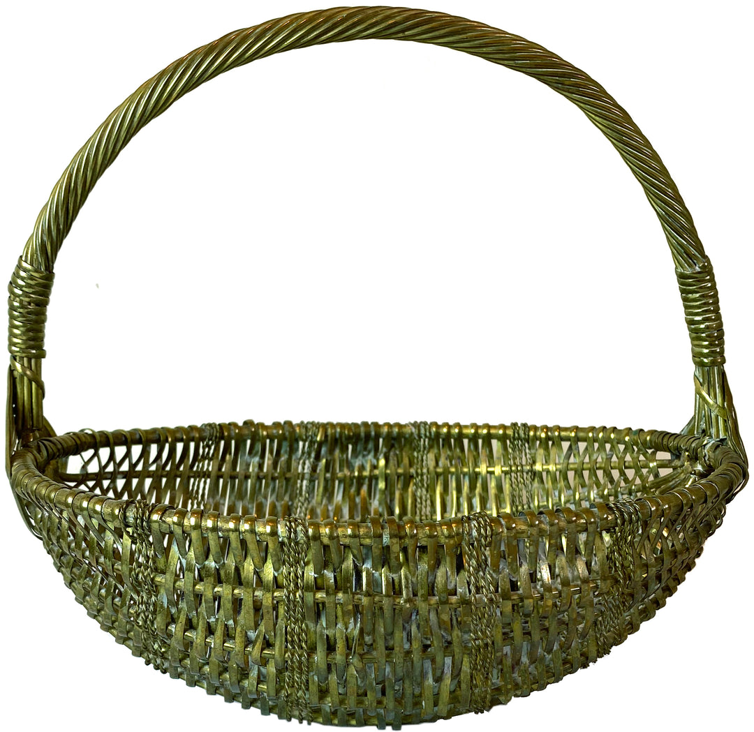 Brass Woven Basket with Handle