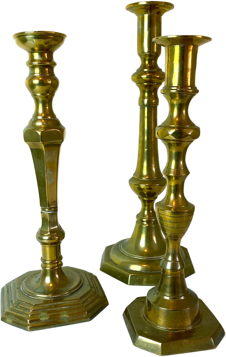 Set of Three Brass Candlesticks