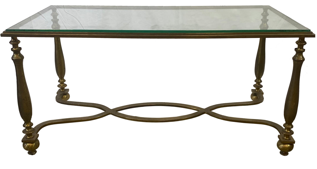 French X-Base Brass Coffee Table