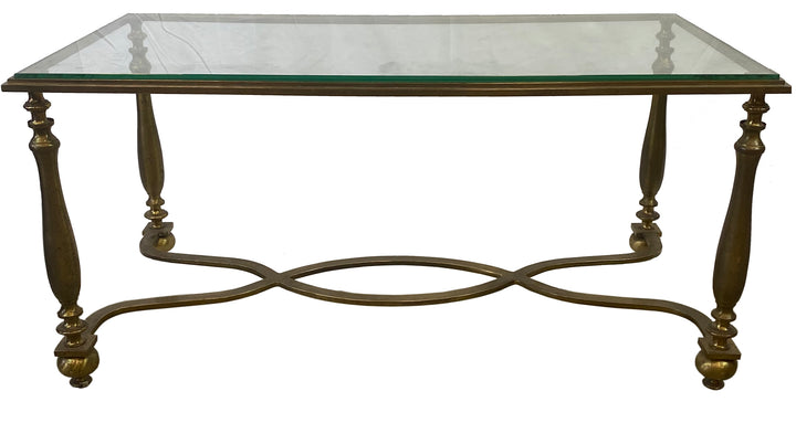 French X-Base Brass Coffee Table