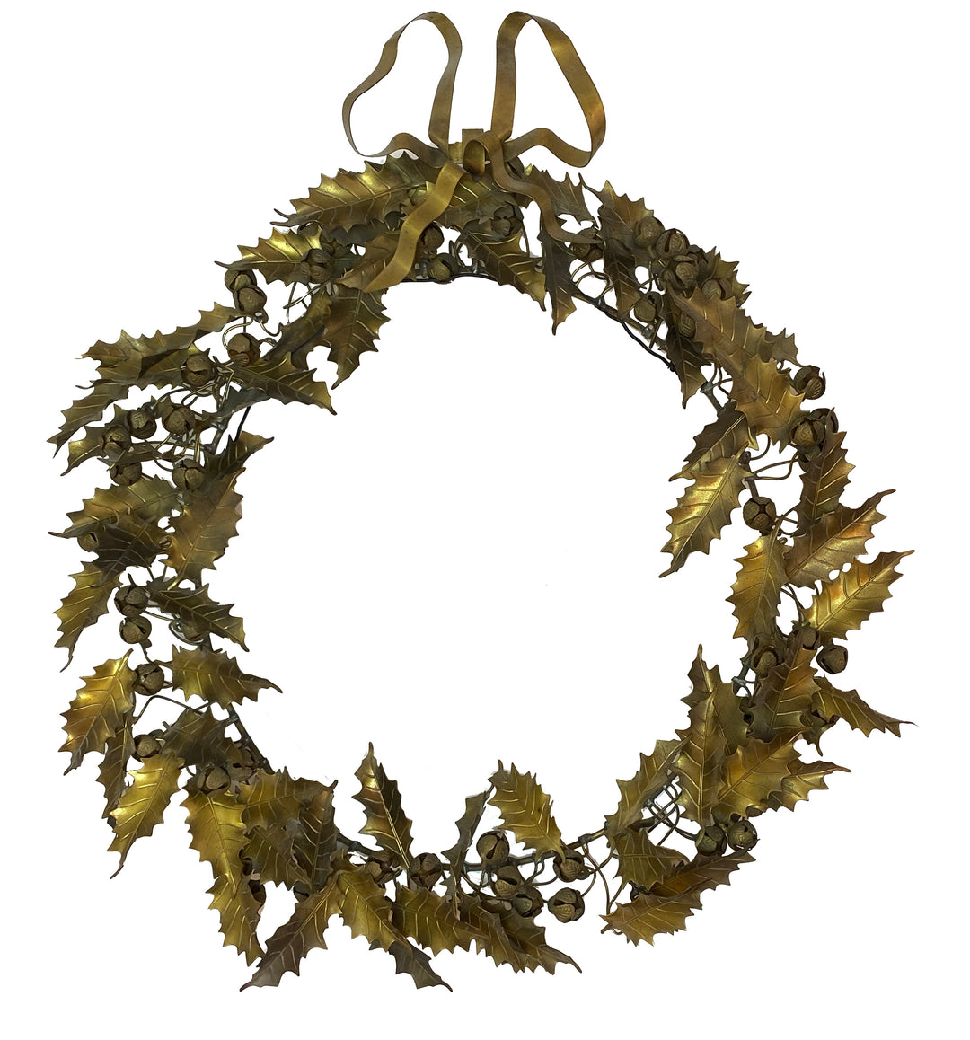 Vintage Brass Holly Wreath