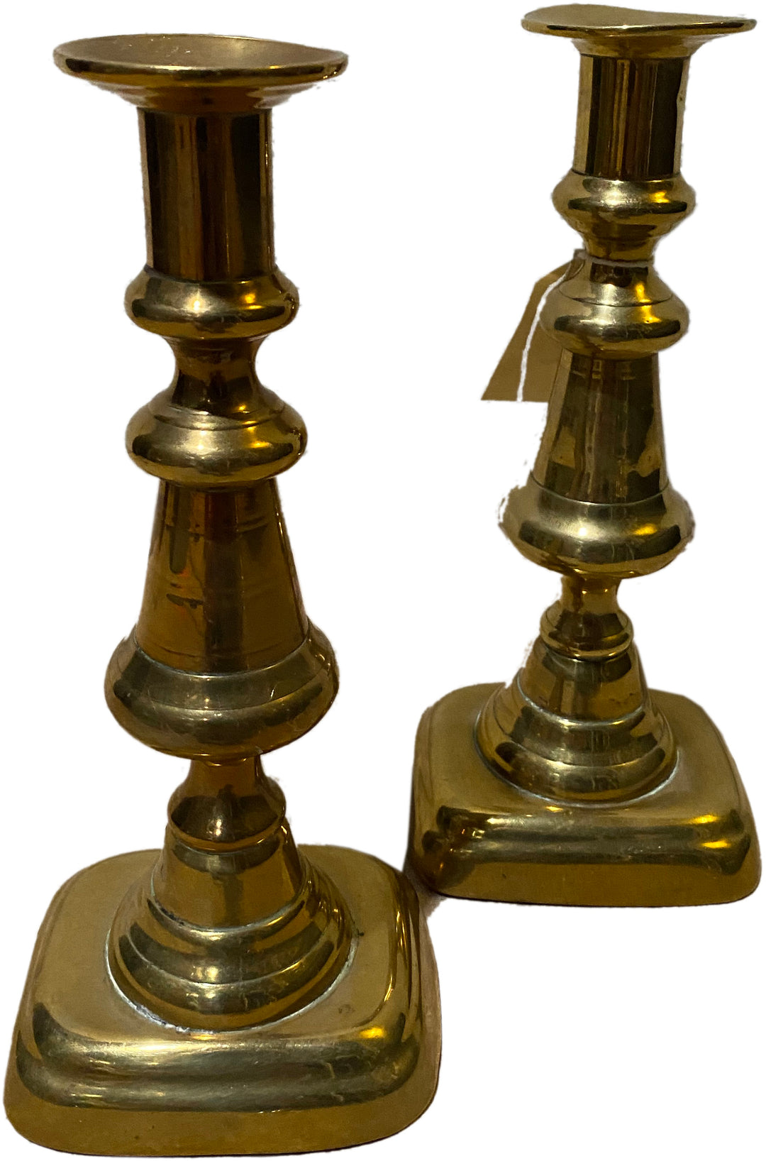 Pair of English Brass Square Base Candlesticks