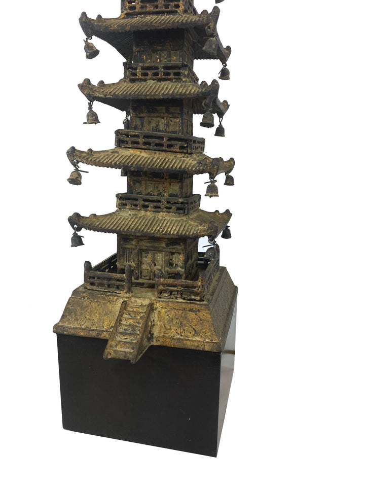 Vintage Japanese Cast Iron Pagoda Lamp