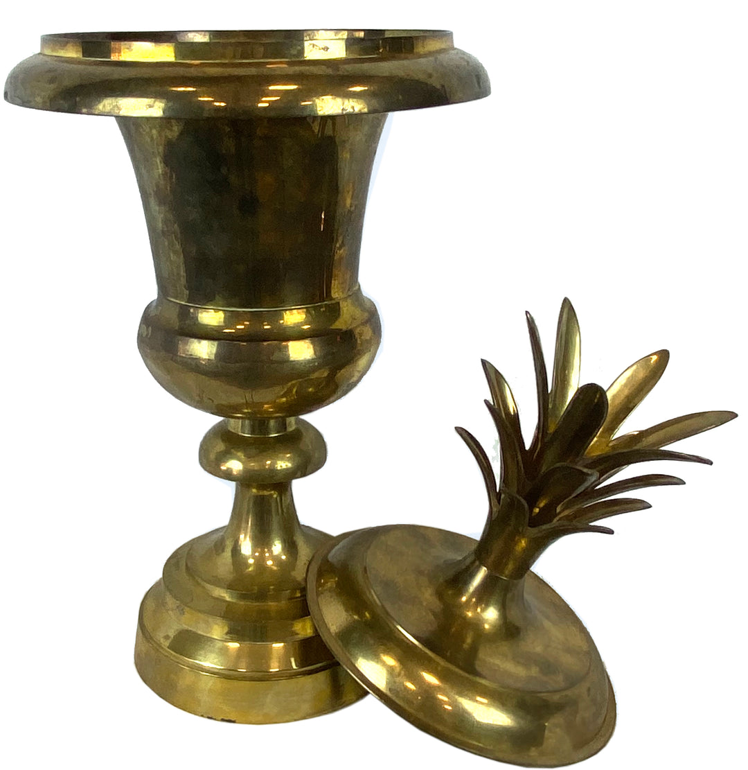 Pair of Brass Pineapple Urns