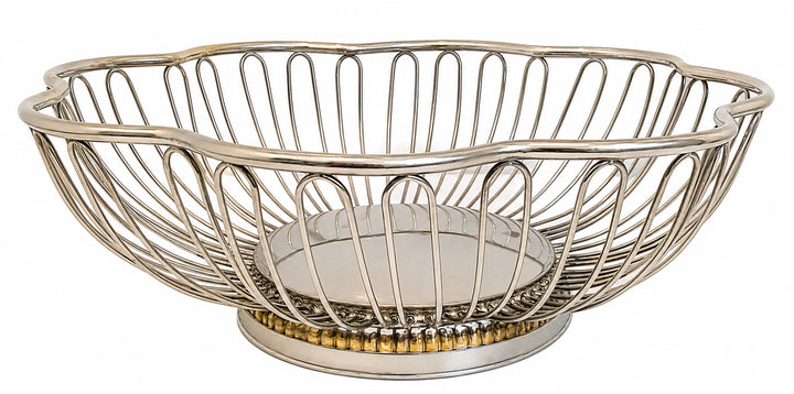 Vintage Silverplate Wire Bread Basket (Scalloped Form)