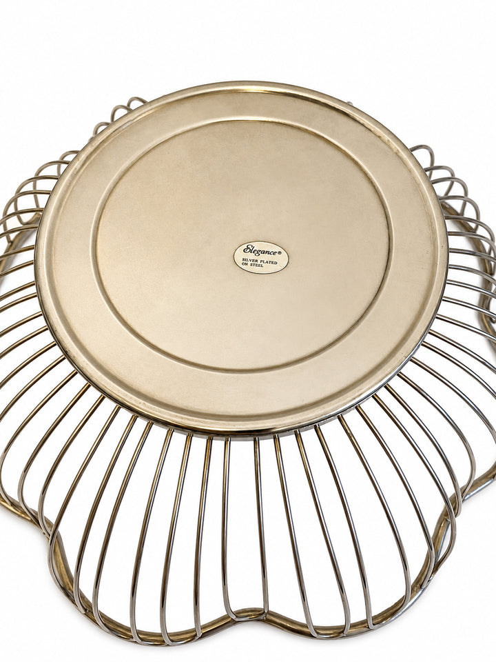 Vintage Silverplate Wire Bread Basket (Scalloped Form)