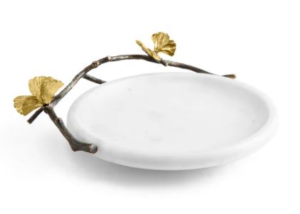 Butterfly Ginkgo Trinket Tray - Marble