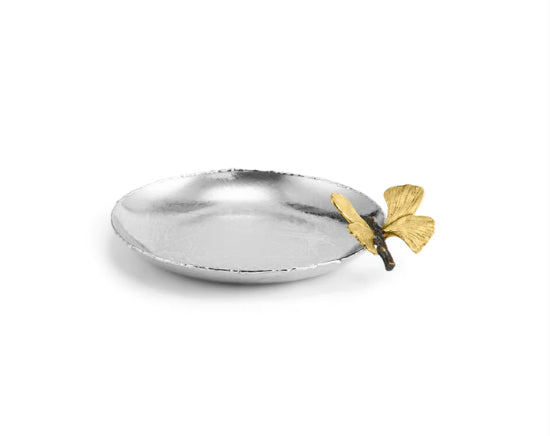 Butterfly Ginkgo Round Trinket Tray - Stainless Steel