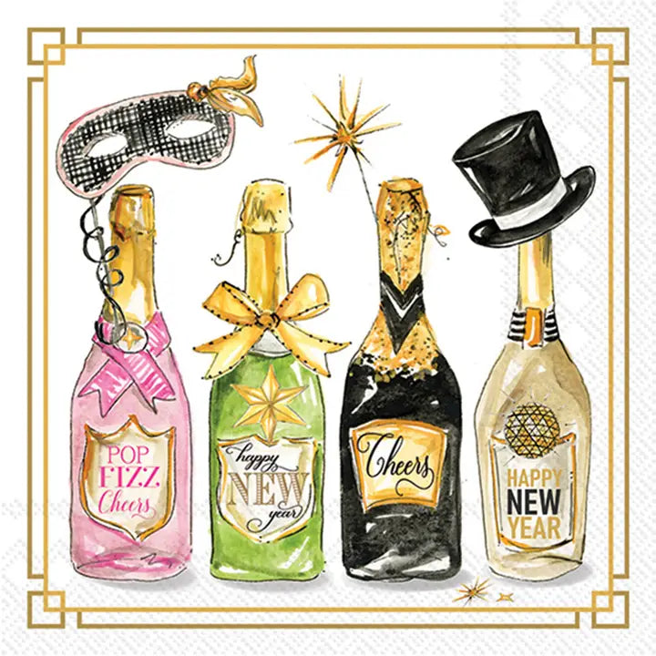 New Year’s Bottles Cocktail Napkins