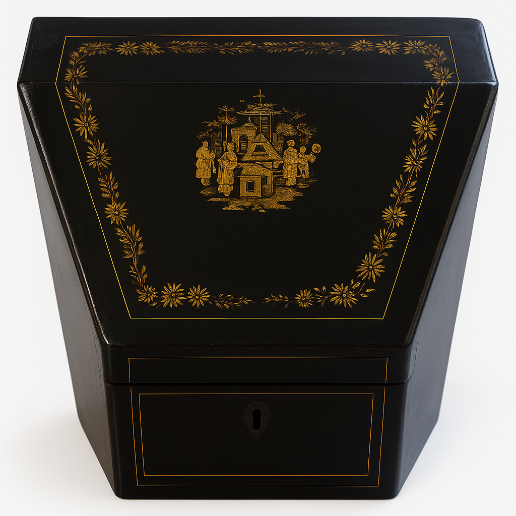 19th-Century Chinoiserie Papier-Mâché Stationery Box