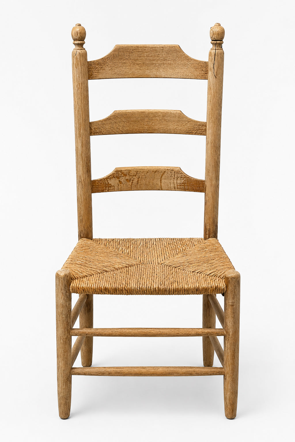 French Ladder-Back Rush-Seat Dining Chairs, circa 1960