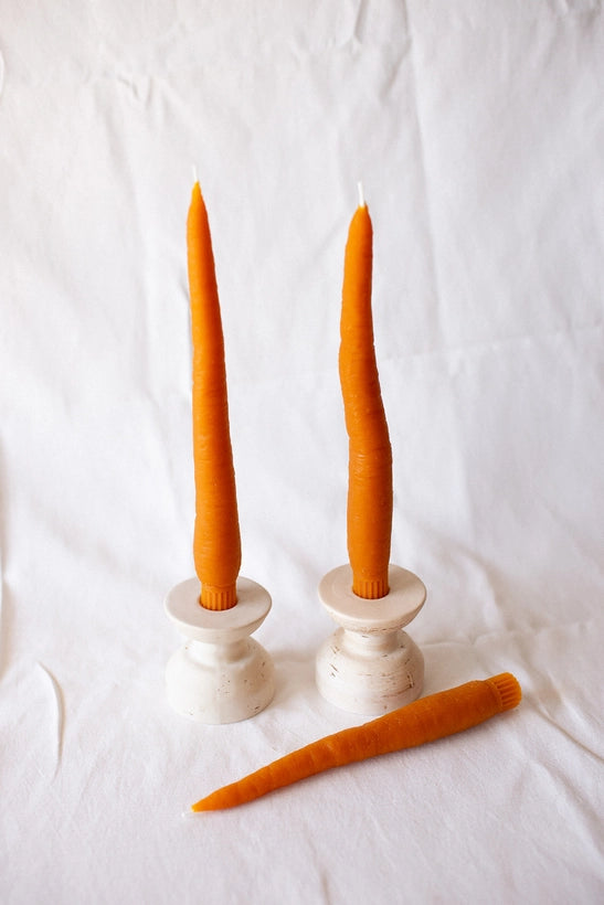 Beeswax Carrot Taper Beeswax Candles, Set of 2