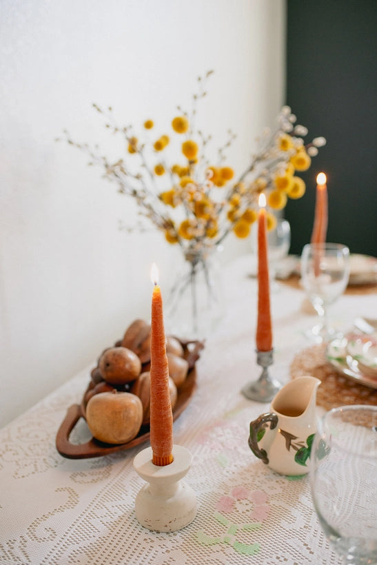 Beeswax Carrot Taper Beeswax Candles, Set of 2