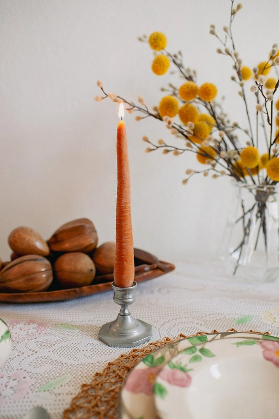 Beeswax Carrot Taper Beeswax Candles, Set of 2