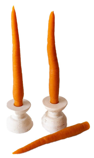Beeswax Carrot Taper Beeswax Candles, Set of 2