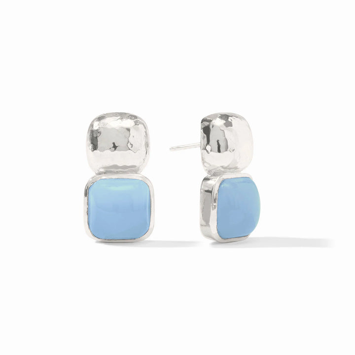 Catalina Earring - Silver & Chalcedony Blue