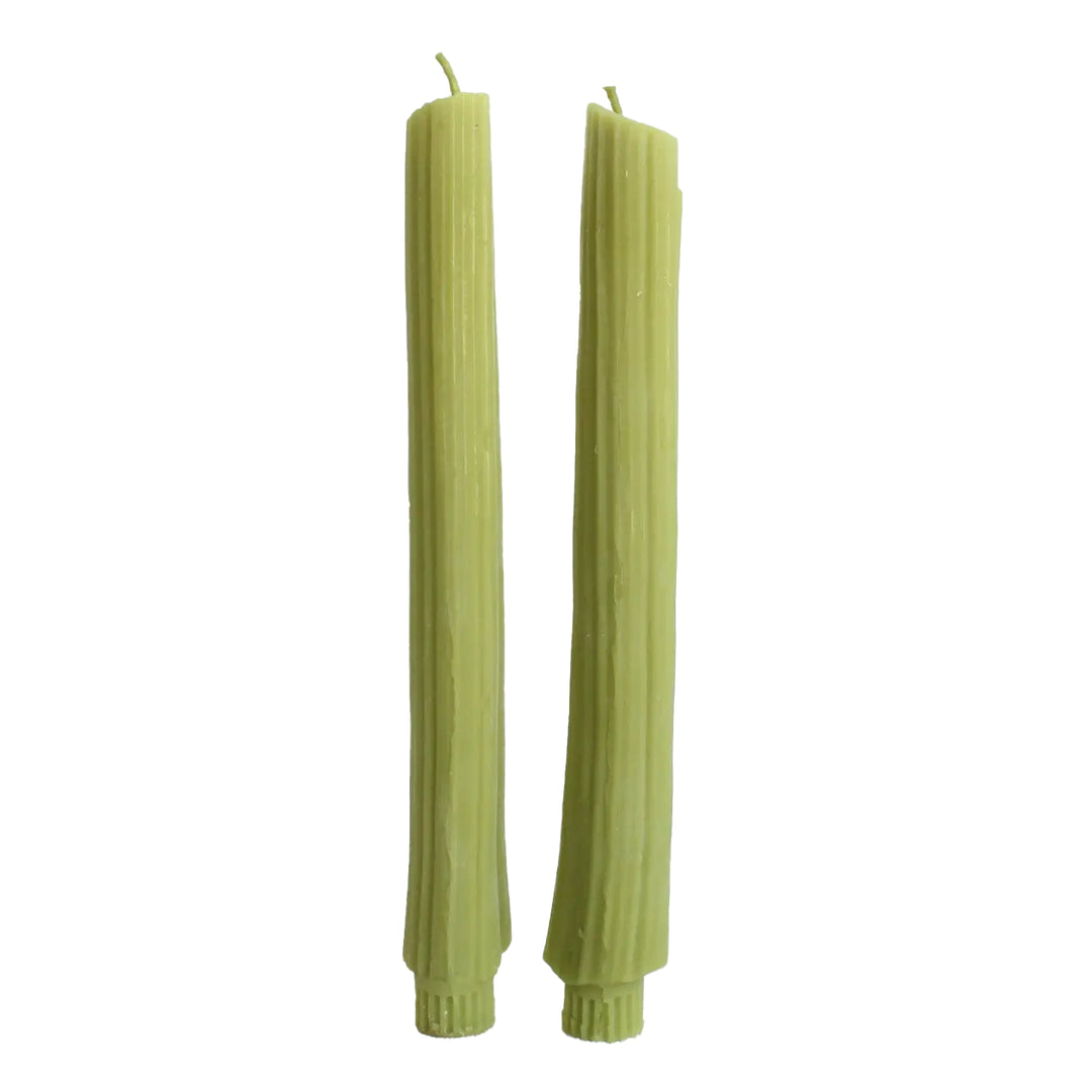 Celery Beeswax Candle Tapers - Pair