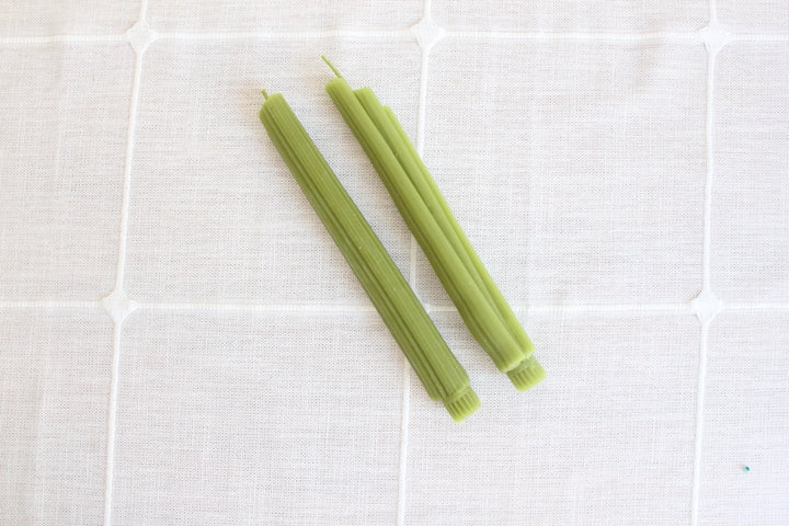 Celery Beeswax Candle Tapers - Pair