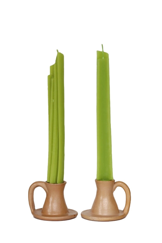 Celery Beeswax Candle Tapers - Pair
