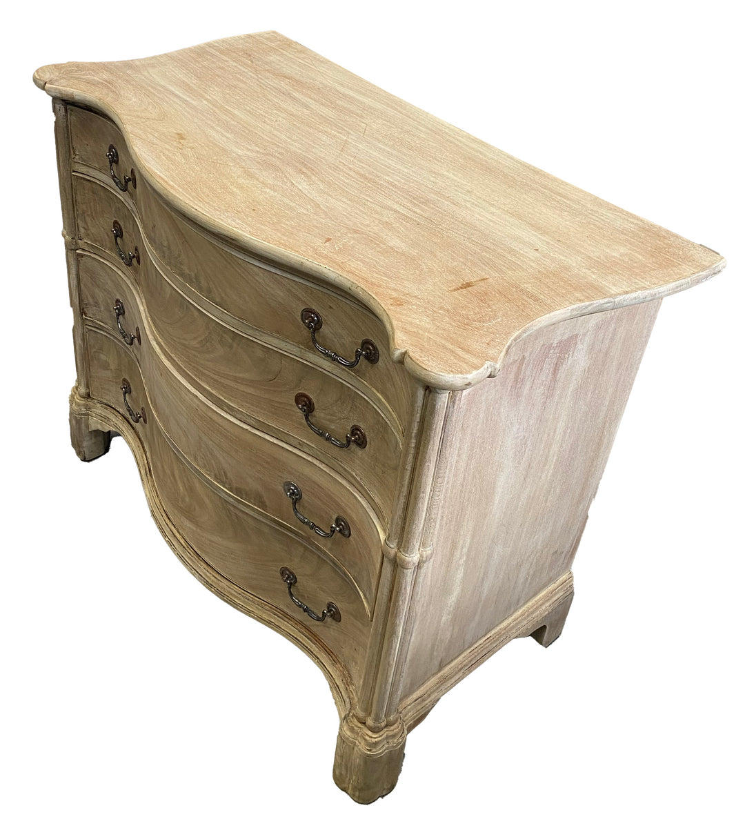 French-Inspired Bleached Wood Bamboo Serpentine Chest(s)