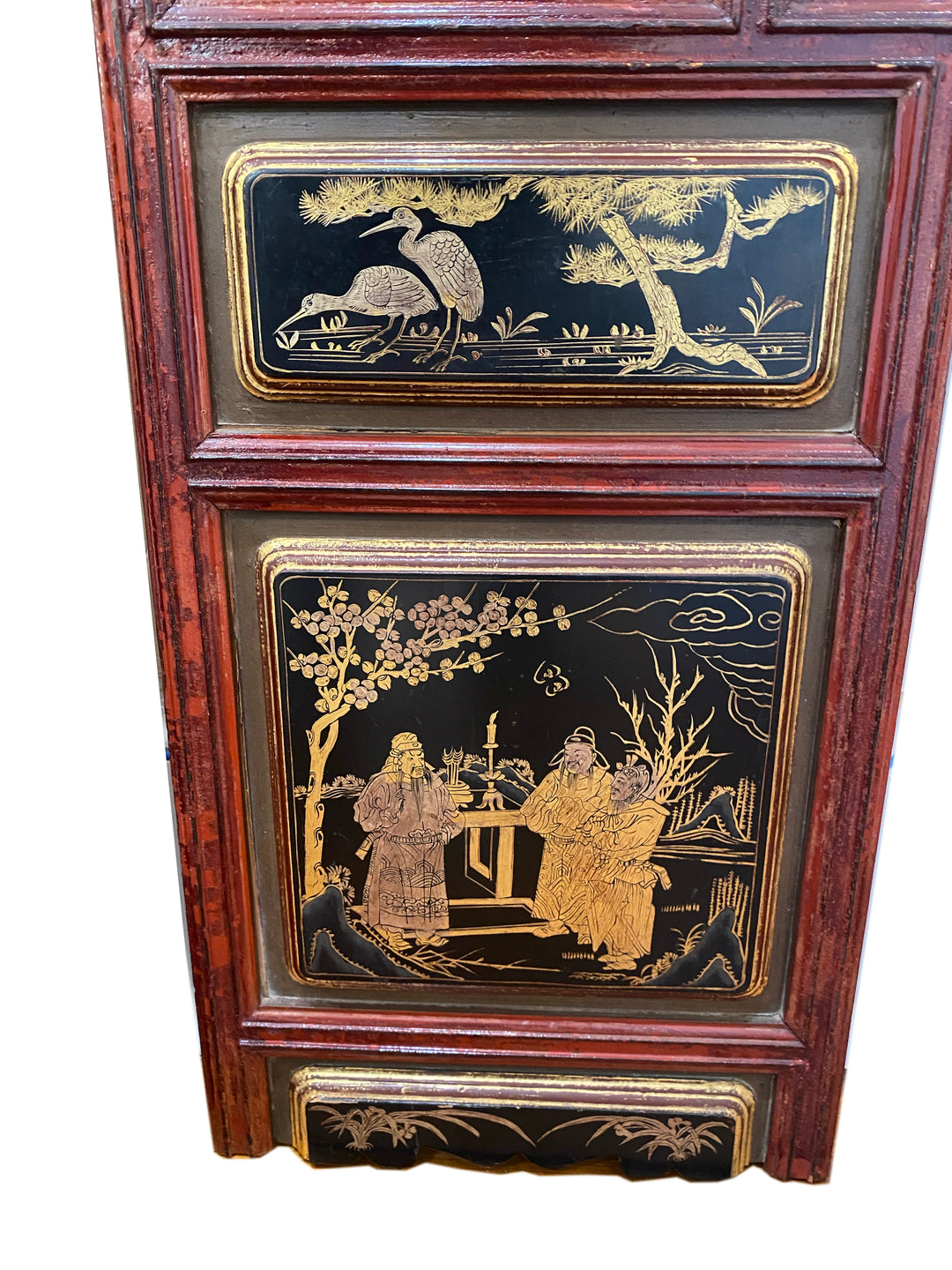 Pair of Antique Coromandel Screen Panels with Mirror Inserts