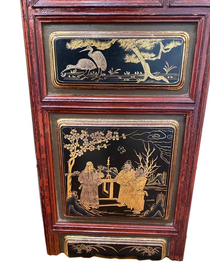 Pair of Antique Coromandel Screen Panels with Mirror Inserts