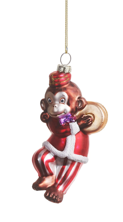 Circus Monkey Glass Ornament